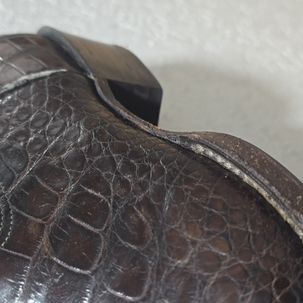 Vintage Exotic Alligator Brown Cowboy Western Boots Premium Leather-Larry Mahan - Picture 10 of 14